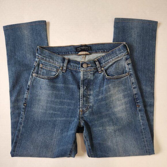 Peruvian Connection Slim Straight Jeans 2 Blue Mid Rise‎ Buttonfly Hemmed - Picture 10 of 11